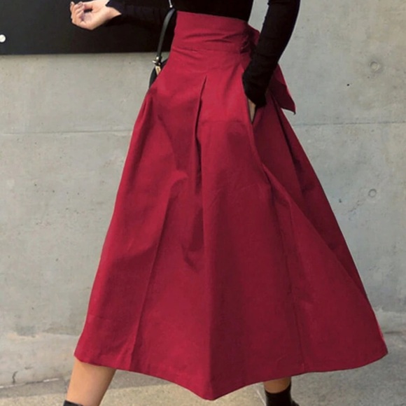 Rebellious Rose Dresses & Skirts - New A-Line Skirt Umbrella Skirt Bow Women Day Big Swing Skirt Slim Waist Long
